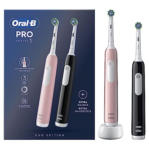Oral-B Spazzolini Elettrici Ricaricabili Pro Series 1 Rosa e Nero con 2 Testine di Ricambio. 2 Spazzolini