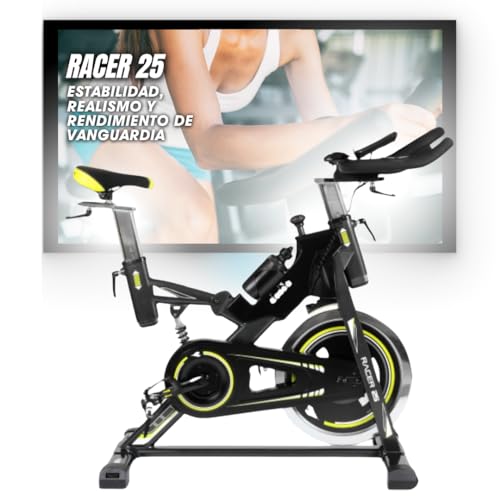 Diadora Fitness Fit Bike Racer 25,Volano da 25 kg, Sensori Hand Pulse, Sella e Manubrio Regolabili, Freno a Pattino