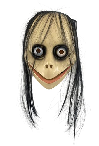 Maschera Momo Adulto, Maschera Momo di Horror con Capelli Lunghi, Mascherine Halloween Paura per Costumi Momo, Diavolo e Jocker, Taglia unica
