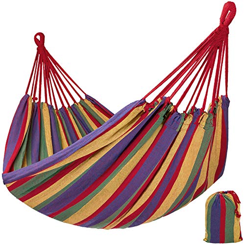 TecTake Amaca da Giardino per più Persone - Superficie 210 x 150 cm - Portata Massima: 200 kg - incl. Sacco - colorato -