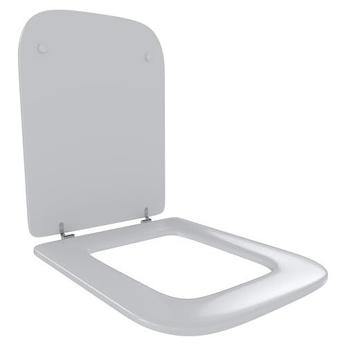 Sedile WC In Legno MDF Copriwater Tavoletta Rapido Montaggio Adatta Per Tutti i WC Standard Portata Massima 150 Kg Facile Da Pulire Design Brighton Cerniere In Ottone 44 × 36 Cm Bianco