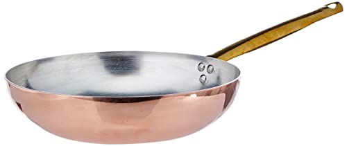 Pentole Agnelli Linea Rame Padella Saltare con Manico in Rame Liscio, Marrone, 28 cm