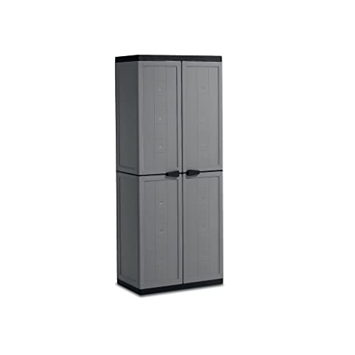 Keter Armadio Jolly Portascope, 3 Ripiani Regolabili, Grigio/Nero, 68x39x166H cm
