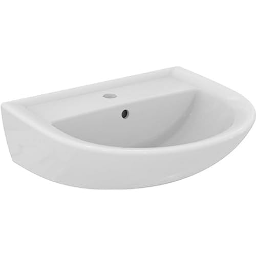 Ideal Standard - Eurovit, Lavabo a parete da 55cm, Con foro centrale per la rubinetteria, Con foro troppopieno, Bianco