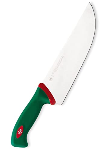 Sanelli Premana Professional Coltello macellaio per Affettare, Acciaio Inossidabile, Verde/Rosso, 24 cm