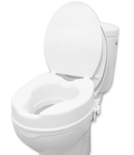 PEPE Mobility Rialzo WC per Anziani con Coperchio (10 cm), Alzawater per Protesi Anca, Universale, Disabili, Bianco