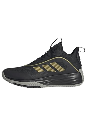 adidas Own The Game 3 Shoes, Scarpe da Basket Uomo, Core Black/Gold Metallic/Mgh Solid Grey, 44 2/3 EU