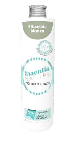 ESSENTIA Profumo per Bucato con Igienizzante, Essenza Profuma Bucato, Profumatore Bucato per Lavatrice con Estratti di Oli Essenziali Naturali (Muschio Bianco, 500 ml, confezione da 1)
