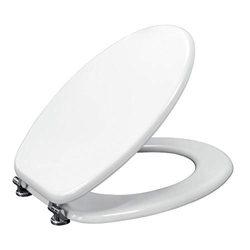 Sedile WC Universale in MDF, Copritavoletta sanitari standard, Sedile Copriwater universale con cerniere metalliche