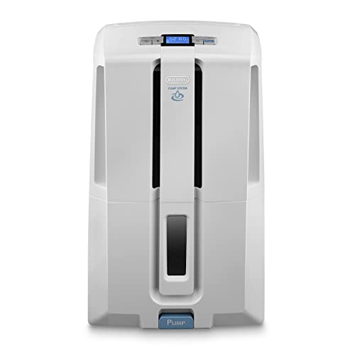 De'Longhi Tasciugo DD230P Deumidificatore elimina l'umidità, Asciugabiancheria, 30L al giorno, Comandi elettronici, TANICA 7L, ANTIMUFFA, pratiche ruote e maniglie, TIMER, in dotazione 5mt tubo,bianco