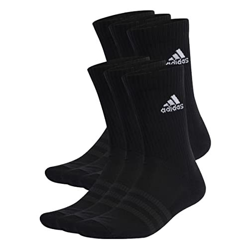 adidas Unisex - Adulto Cushioned Sportswear Crew Socks 6 Pairs, Black / White, 6.5-8