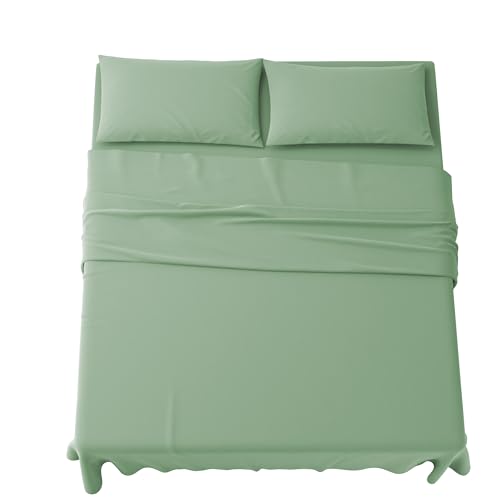 MAXIME MAISON - Completo Lenzuola Matrimoniali 4 Pezzi, Set Lenzuola Matrimoniale in Microfibra Made in Italy, Completo Letto 1 Lenzuolo con Angoli, 1 Lenzuolo Sopra, 2 Federe (Verde)