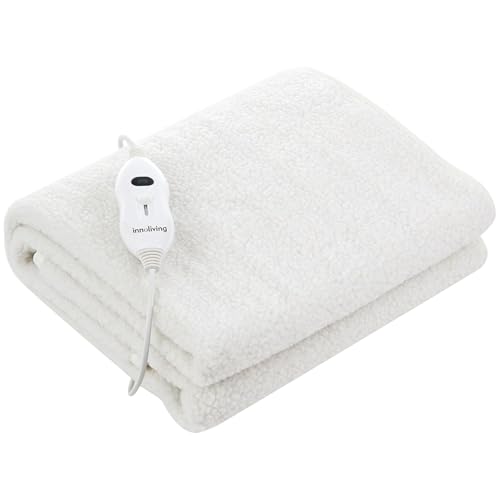 Innoliving Scaldaletto Elettrico, Coperta Elettrica Singola, Piazza e Mezza e Matrimoniale, Lana e Poliestere, Riscaldamento Rapido, Spegnimento Automatico, Lavabile (POLIESTERE SINGOLO INN-063)