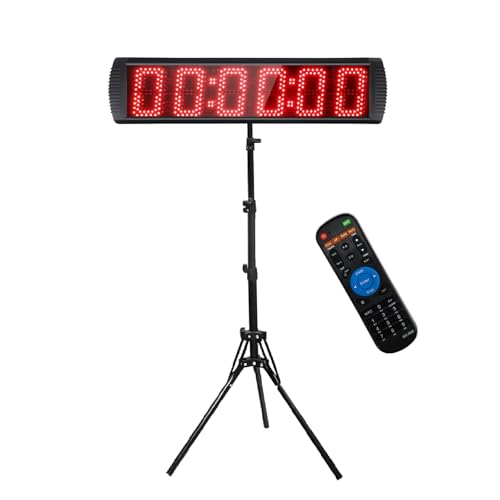 GANXIN - Orologio portatile da corsa a 6 cifre a LED, con treppiede, per eventi in corsa, conto alla rovescia, timer digitale, con telecomando