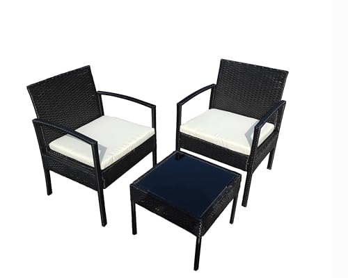 Megashopitalia Set Sedie da Esterno in Rattan con Cuscini E Tavolino Caffè Antracite
