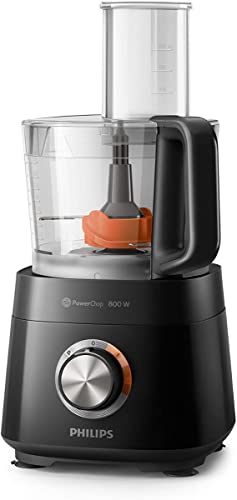 Philips Robot da Cucina Compatto - 800W, 29 Funzioni, Recipiente da 2.1L, PowerChop, Lama in Acciaio Inossidabile (HR7510/10)