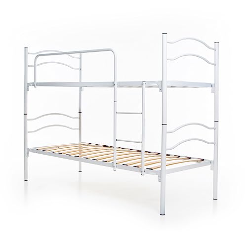 DOLCI SOGNI Letto a Castello per Adulti e Bambini Scomponibile in 2 Letti Singoli 80x190 cm, Altezza 150 cm, Colore Bianco, Letti a Castello con 2 Rete Letto Singolo 80x190 cm