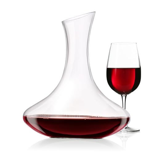 alpina Decanter per Vino - Caraffa Travaso per Vino - Decanter per Vino Particolare - Caraffe Vino - Vetro Spesso - Decanter Vino Rosso - 1,78 Litri - Decanter per Vino Rosso