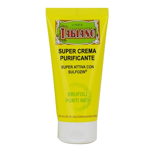 Pilogen Carezza - Supersapone Tabiano, Supercrema purificante con Sulfozin, con Biozolfo, Olio Essenziale di Tea Tree e Niacinamide, Ideale Per le Pelli Grasse, Contrasta Brufoli e Punti Neri, 50 ml