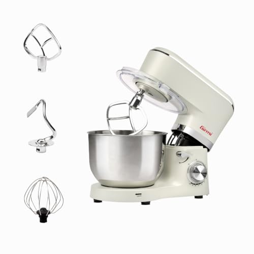 Girmi IM47 Impastatrice Planetaria, Capacità 6 Litri, Impasti fino a 2,4 kg, 1500 W Max, Pulse, 10 Velocità, Contenitore Inox, Accessori inclusi, Panna