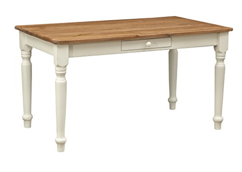 Biscottini Tavolo scrivania legno 140x80x80 cm - Tavolo cucina in massello di tiglio - Tavolo da pranzo per interni ed esterni - Tavolo legno massello con cassetto