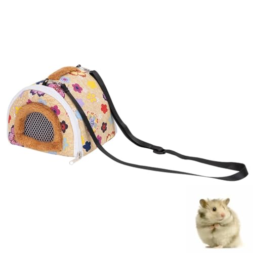 HAZMA Borsa A Tracolla Per Porcellini D'India, Zaino Per Criceto,Trasportino Coniglio, Trasportino Coniglio Nano,Pieghevole, Antiscivolo E Antivento, Adatta A Topi E Cincillà (18 * 18 Cm, Giallo)