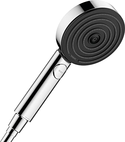 hansgrohe Pulsify Select S - Doccetta per doccia a risparmio idrico 9 l/min (EcoSmart), Doccino con 3 getti (incl. PowerRain), Soffione doccia rotondo (⌀ 105 mm), funzione anticalcare, cromo, 24111000