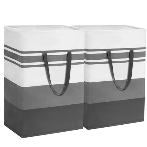 2 Pezzi Cesto Portabiancheria Sporca 75L, Cestino Biancheria Sporca, Cestino Panni Sporchi,Cesto Panni Sporchi Pieghevole con Maniglie Estese per Riporre Vestiti,per bagno, soggiorno 60x40x34cm