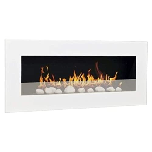 Don Fuego XXL - Caminetto a bioetanolo, da parete, con 24 pietre decorative, Bianco