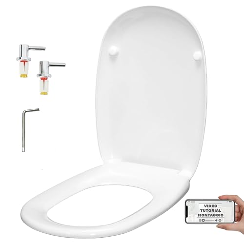 Copriwater per POZZI GINORI EASY / EASY02, Termoindurente, Bianco, Ideal standard, Sedile WC, ALTA QUALITA' - Tavoletta WC MADE IN ITALY (Classica)