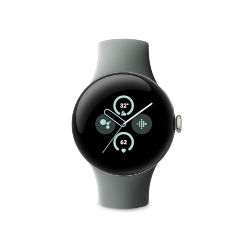 Google Pixel Watch 2 da Fitbit e Google - Monitoraggio battito cardiaco, Gestione stress, Funzionalità di sicurezza - Smartwatch Android - Cassa in alluminio - Cinturino sportivo grigio verde - Wi-Fi