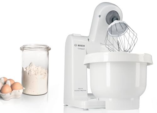 Bosch MUM4 Impastatrice Planetaria - Robot da Cucina Multifunzione, 500 W, 4 Velocità, Ciotola da 3,9 l, Gancio Impasti Duri, Frusta Impasti Morbidi e Frusta in Acciaio Inox per Montare
