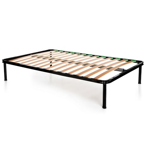 DOLCI SOGNI Rete Una Piazza e Mezza, Rete 120x190 per Letto una Piazza e Mezza, Rete Ortopedica a Doghe in Legno con Struttura Letto 120x190 + 4 Piedi Smontabili, 100% Made in Italy