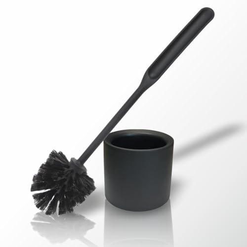 York Scopino per WC con supporto, per la pulizia del WC, per Hotel Gasthof Pension Restaurant moderno, nero opaco, 35 x 11 cm