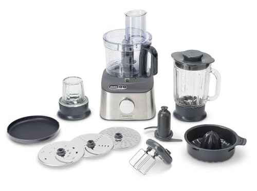 Kenwood Multipro Compact Plus FDM313SS Robot da cucina, Bilancia Digitale Integrata, Ciotola 1.2L, Tritatutto e Frullatore in Vetro, 3 Dischi in acciaio, sbattitore doppia frusta, Spremiagrumi