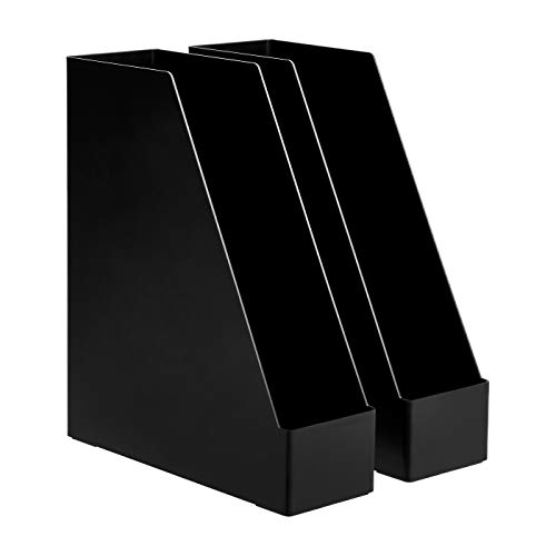 Amazon Basics Plastic Organizer - Portariviste, confezione da 2, Nero
