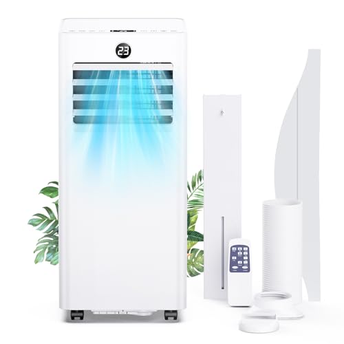 Condizionatore Portatile, 7000BTU Climatizzatore Portatile con Modalità di Raffreddamento, Ventilazione e Deumidificazione, 2 Modalità di Controllo, Kit di Installazione, Display Digitale, per Casa