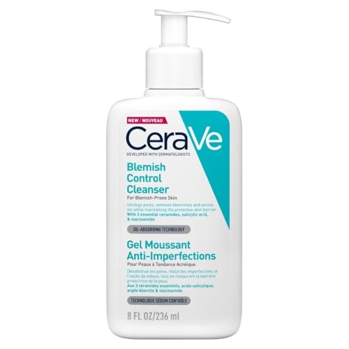CeraVe Detergente Controllo Imperfezioni, Per Pelle Grassa con Tendenza Acneica, Azione Purificante, Imperfezioni Ridotte, Con Acido Salicilico e Argilla Purificante, 236 ml