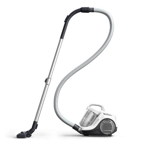 Rowenta Swift Power Cyclonic RO2917, Aspirapolvere a Traino Senza Sacchetto, Potenza 900 W, Motore Silenzioso, Serbatoio facile da Pulire, Bianco/Grigio