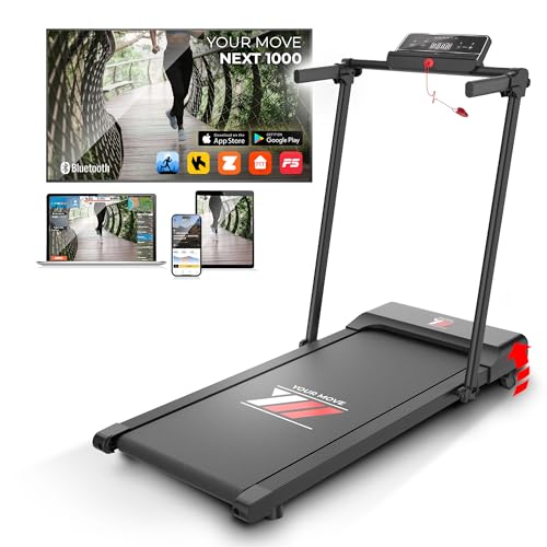YM Tapis Roulant Elettrico Salvaspazio 12 km/h, Tappeto Corsa MAXI 42cm, MARCHIO ITALIANO, Telaio rinforzato, APP Interattive Bluetooth, Pieghevole, 12 Programmi, NEXT 1000 Your Move ASSISTENZA ITALIA