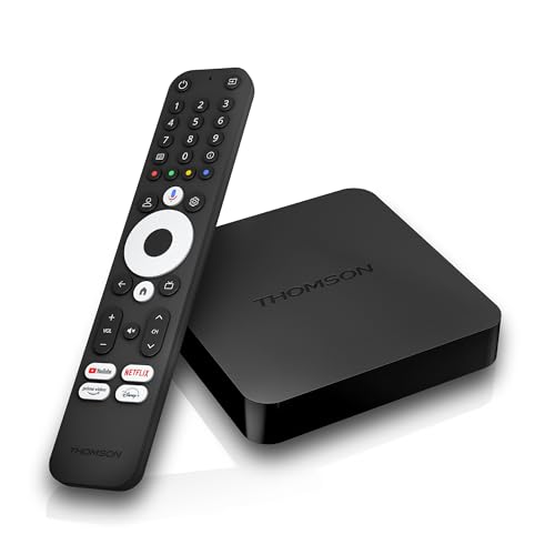THOMSON Streaming Box 240 | Google TV | 4K UHD | Google Assistant | Google Cast | Wi-Fi | Bluetooth 5.0 | HDMI 2.1 | Dolby Atmos | Dolby Digital+ | HDR10 |2 GB RAM | 8 GB Memoria