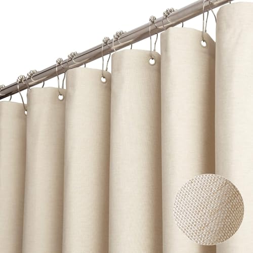 Votoko Tenda Doccia 180 x 200 cm, Antimuffa Impermeabile Tenda da Doccia, Tessuto in Poliestere Tenda Vasca da Bagno Lavabile in lavatrice con 12 Ganci, per Cabina Doccia Vasca (Beige)