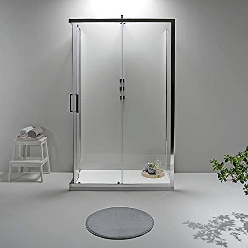 Box Doccia 3 Lati - Cabina Doccia con Porta Scorrevole, Cristallo Temperato 6mm, Anticalcare con Profilo Cromato e Chiusura Magnetica (70x120x70, Trasparente)