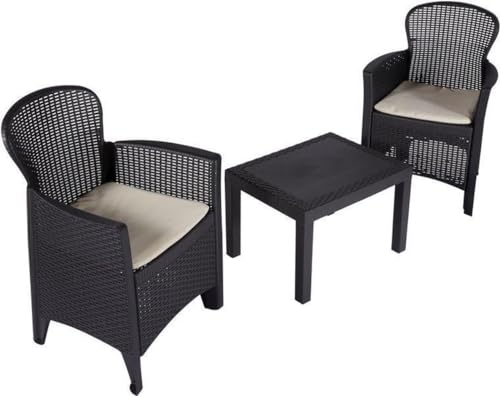 Maury's Salotto da Giardino Akita 3pz Antracite con Cuscini … (ANTRACITE)