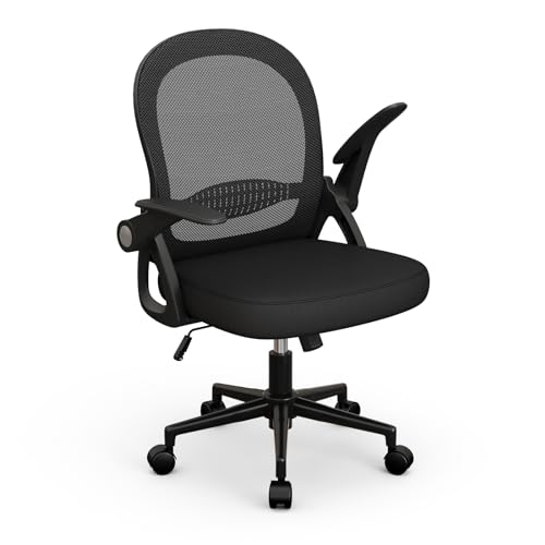 naspaluro Sedia Ufficio, Sedia Scrivania con Supporto Lombare, Poltrona Ufficio in Rete Traspirante, Sedia da Ufficio Ergonomica Braccioli e Altezza Regolabili, Nero