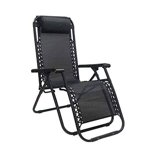 Totò Piccinni Sedia Gravity gravità Zero Sdraio da Giardino Poltrona Relax Pieghevole Salvaspazio Tubolari Acciaio 24mm Reclinabile Tessuto in Textilene, Mare Spiaggia Piscina Arredo Esterno (Nero)