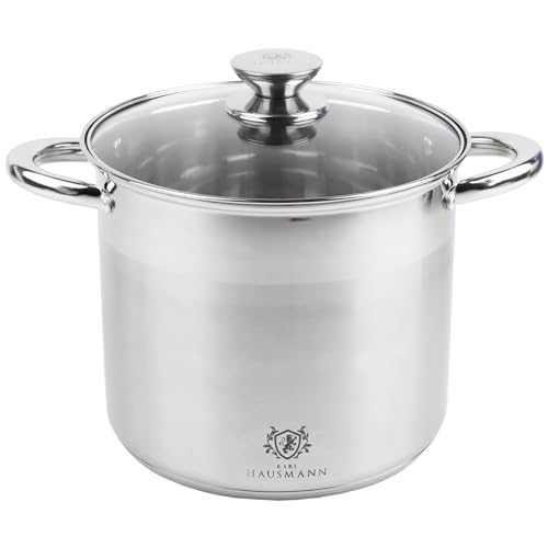 KARL HAUSMANN Pentola grande in acciaio inox – 11,1 l – Ø 26 cm – grande pentola a induzione adatta a tutti i piani cottura – pentola con coperchio – pentola per spaghetti – pentola in acciaio inox