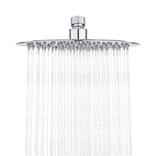 Ibergrif M20293 - Soffione Doccia a Pioggia 20 x 20 CM, Docce Fisso Rotondo, Cromo, Acciaio, argento