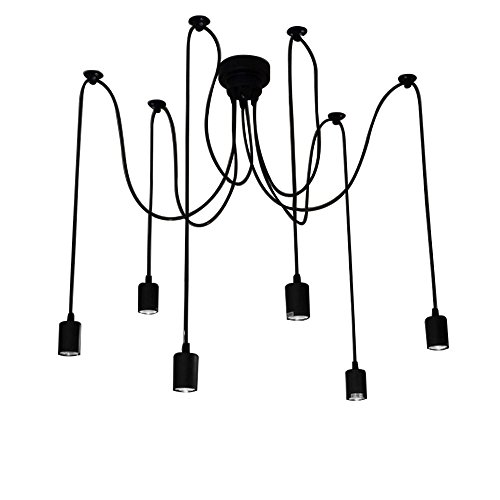 Lixada Plafoniera classica antica con lampadario regolabile (ogni filo con 1,7 m) nero