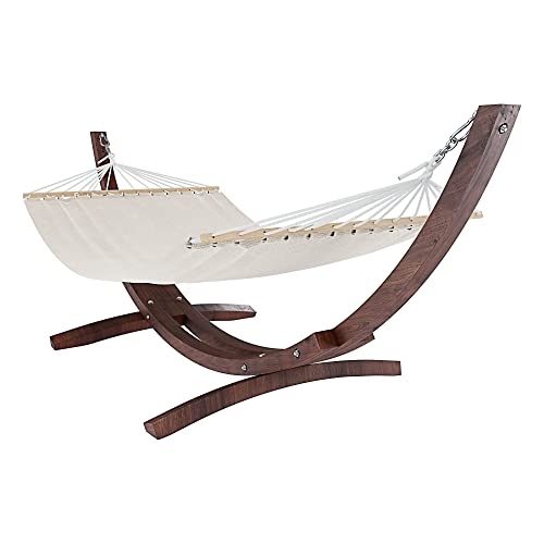 Amaca Da Giardino Con Supporto In Legno Robusto E Telo In Cotone Resistente Portata Max 150 Kg Ideale Per Esterno Terrazzo Balcone Piscina Design Moderno Magelang 320 x 100 x 100 Cm Colore Beige